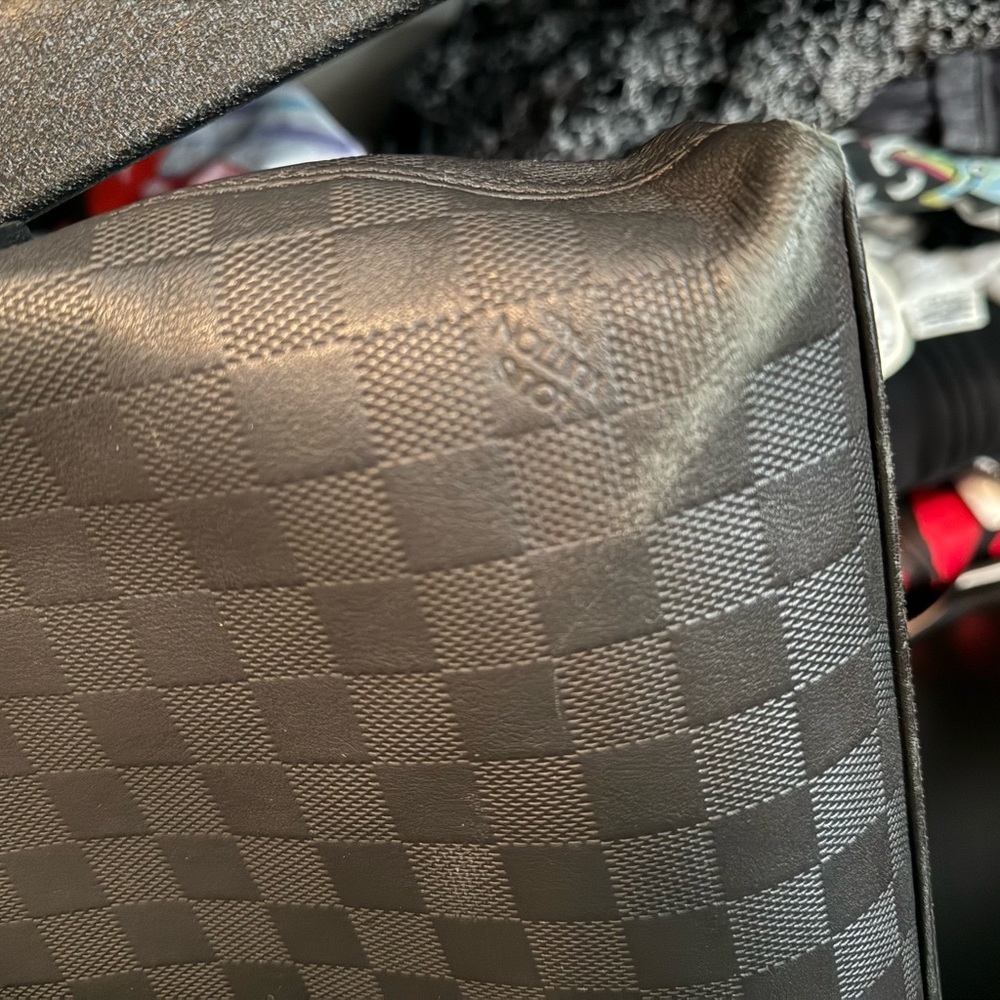 Louis Vuitton Matte Black Damier Porte Documents Jour Leather Satchel - Picture 11 of 15